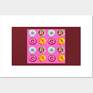 Donuts on pink Posters and Art